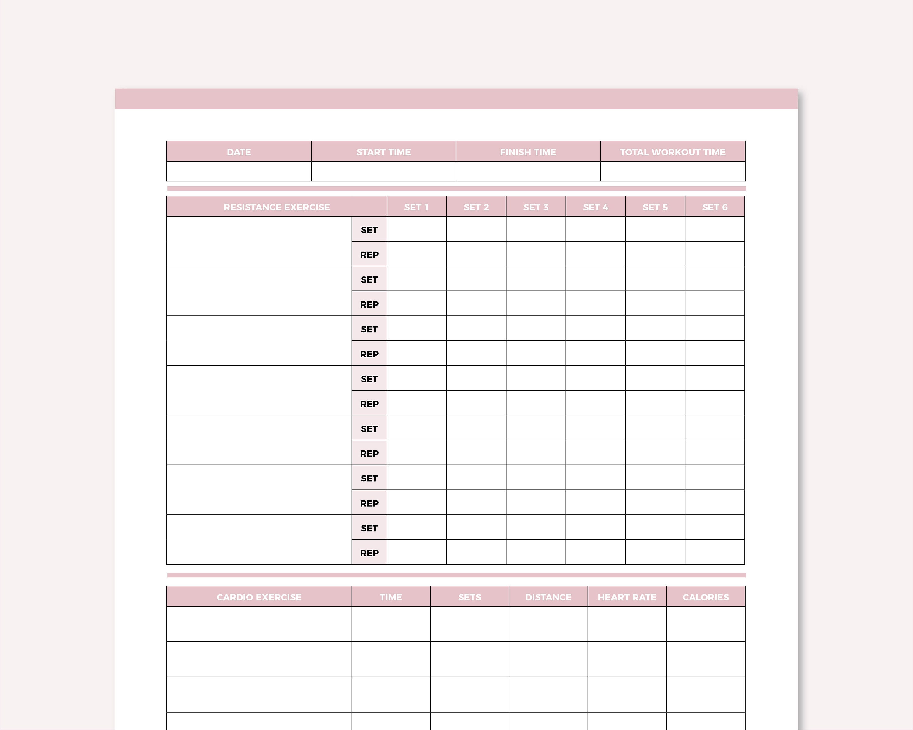 Printable Workout Log PDF, Fitness Tracker, Exercise Diary, Gym Journal ...