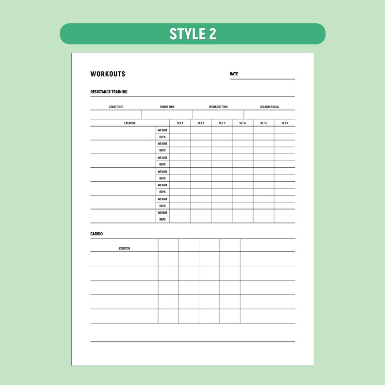 Workout Tracker Template - Printable Exercise Planner - Daily Fitness Log PDF image 7