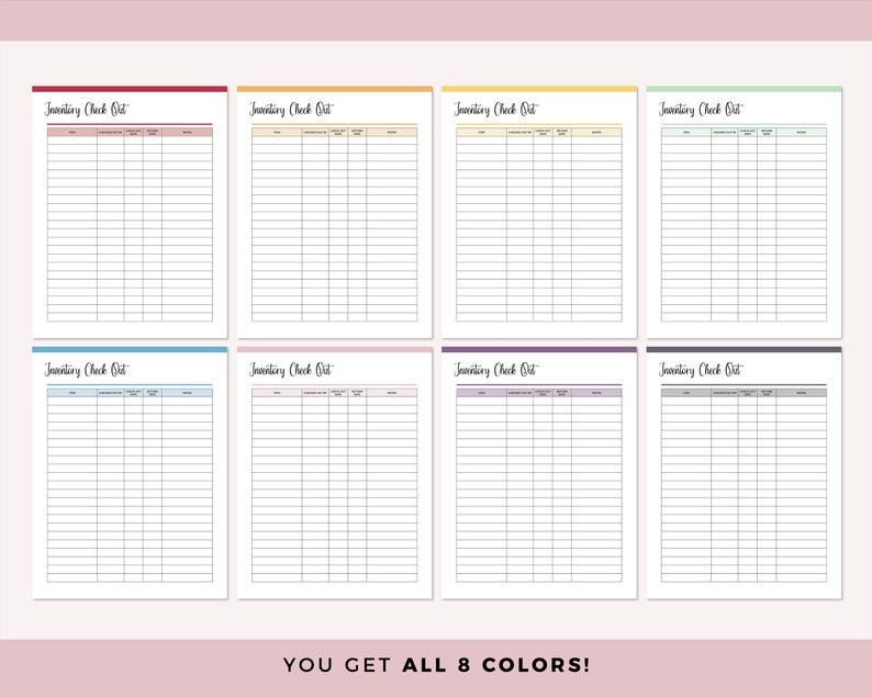 Printable Inventory Sign Out Sheet Check Out Form Checkout - Etsy