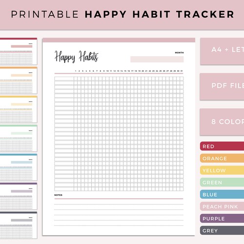 Printable Happiness Log Mental Health Tracker Happy Journal Etsy