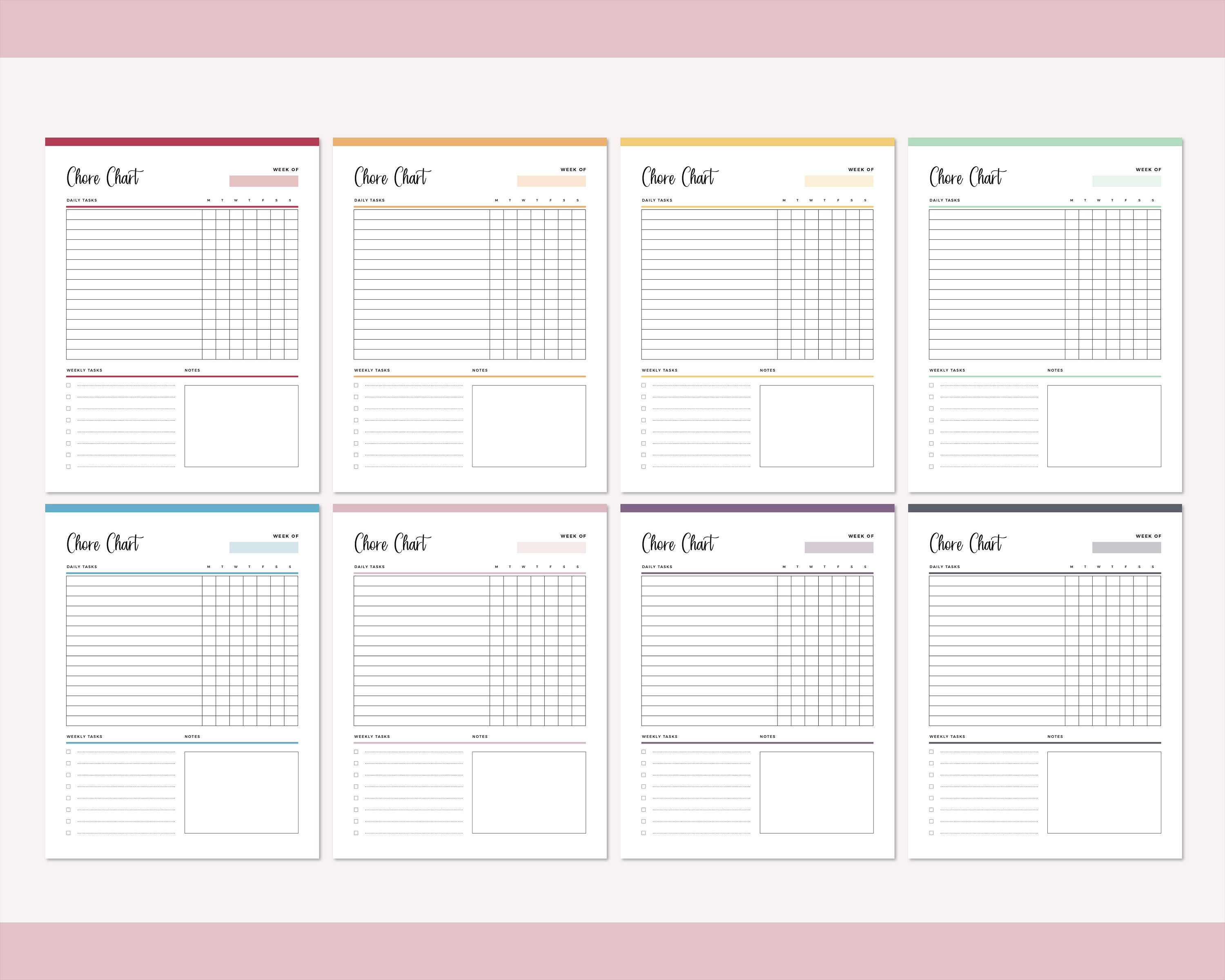 Printable chore chart Print at home daily chores list | Etsy