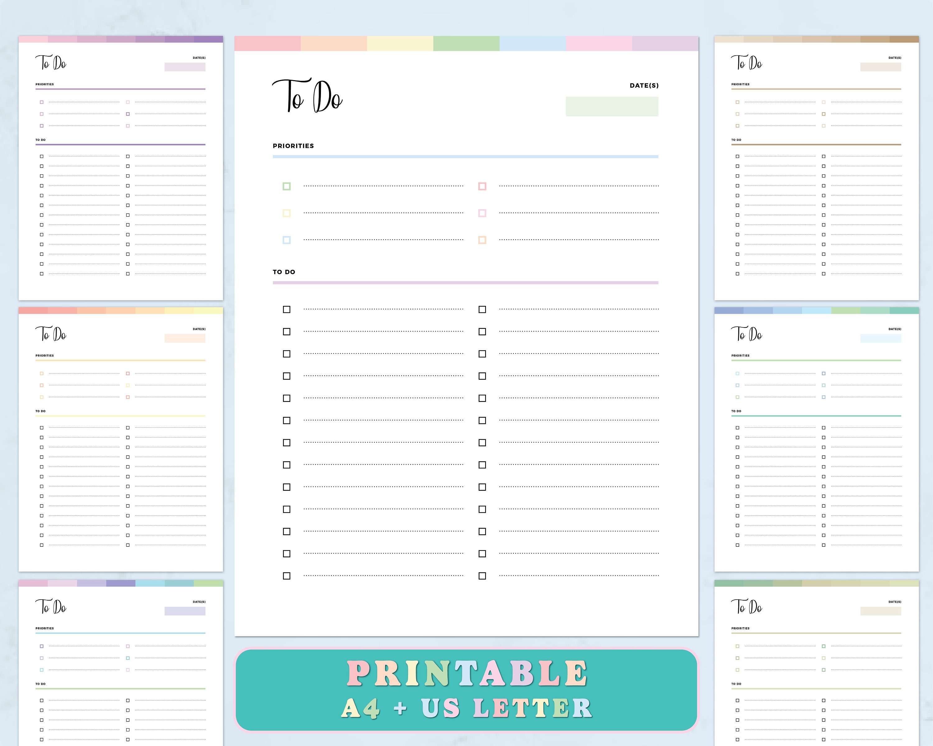 Daily to Do List Printable | Rainbow Task Checklist - Etsy Australia