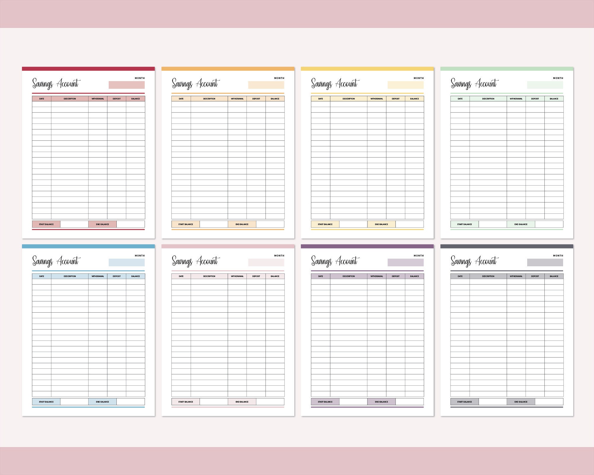 Printable Savings Account Sheet Personal Savings Tracker | Etsy