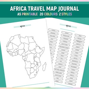 A5 Africa Travel Map Journal, Printable Africa Trip Tracker Tracker, Printable Traveling in Africa Journal, Daily African Journey Log PDF