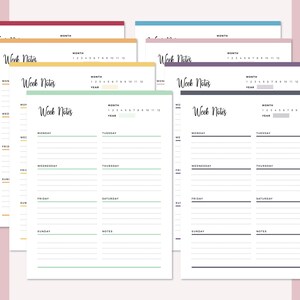 Printable Weekly Notes, Week Notes Planner Insert, Notes Checklist ...