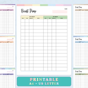 Printable Breast Pump Record, Breastfeeding Log, Breast Pumping Tracker, Breastfeeding Chart, Breast Milk Pump Tracking Tracker