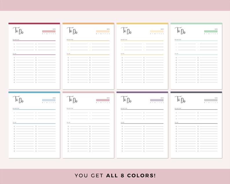 Printable To Do List Daily, weekly to-do pdf planner checklist A4 and Us letter size print at home task checklist, organizer list image 3