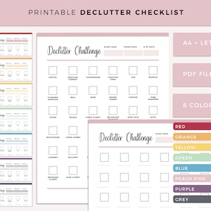 Printable Declutter Checklist, Declutter Planner, Decluttering guide, Cleaning Checklist, Cleaning Log, Declutter Tracker, 30 day challenge