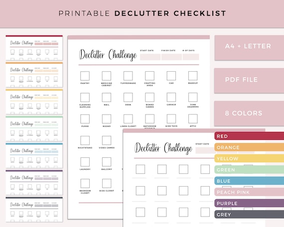 Printable Declutter Checklist Declutter Planner Decluttering - Etsy ...