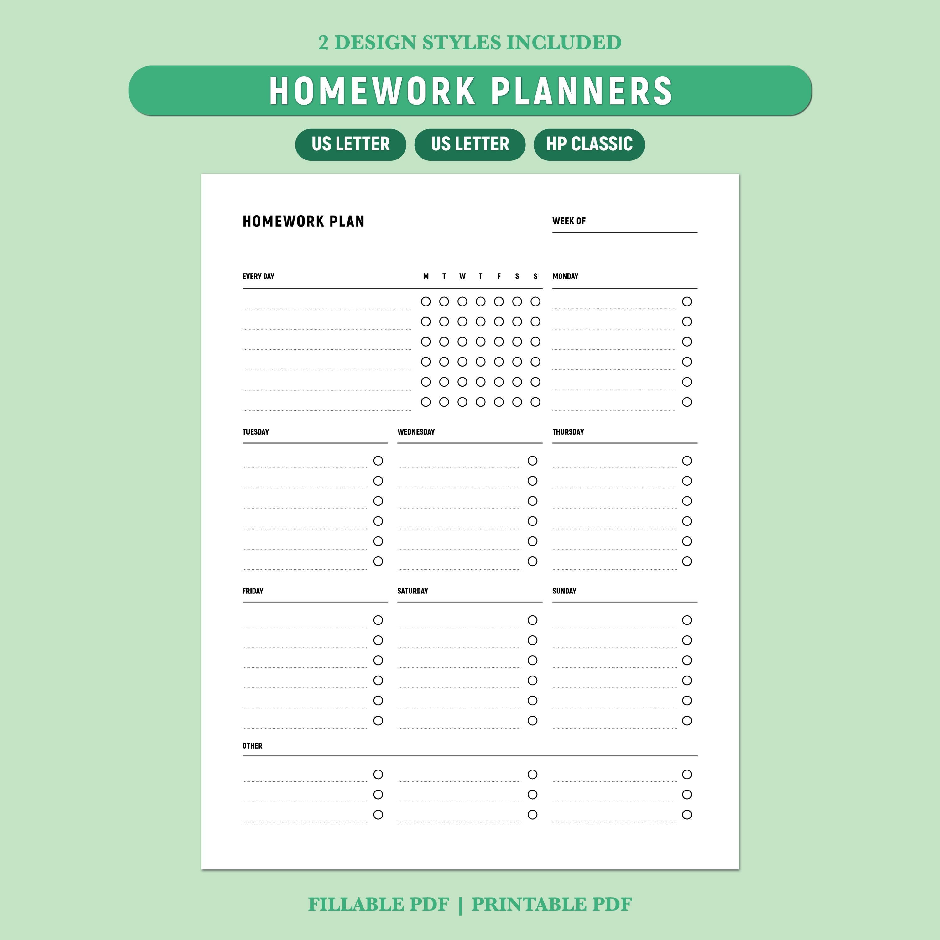 Weekly Homework Planner Printable, Student Assignment Tracker, School ...
