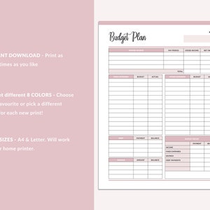 Printable Monthly Budget Planner, Budget Template, Finance Planner, Budget Plan, Financial Journal, Monthly Budget Sheet, A4 and Letter image 2
