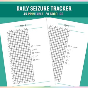 A5 Seizure Tracker, Printable Epilepsy Journal, Simple Seizure Monitoring Chart, Daily Seizure Log PDF, Daily Tracker, Seizuring sheet