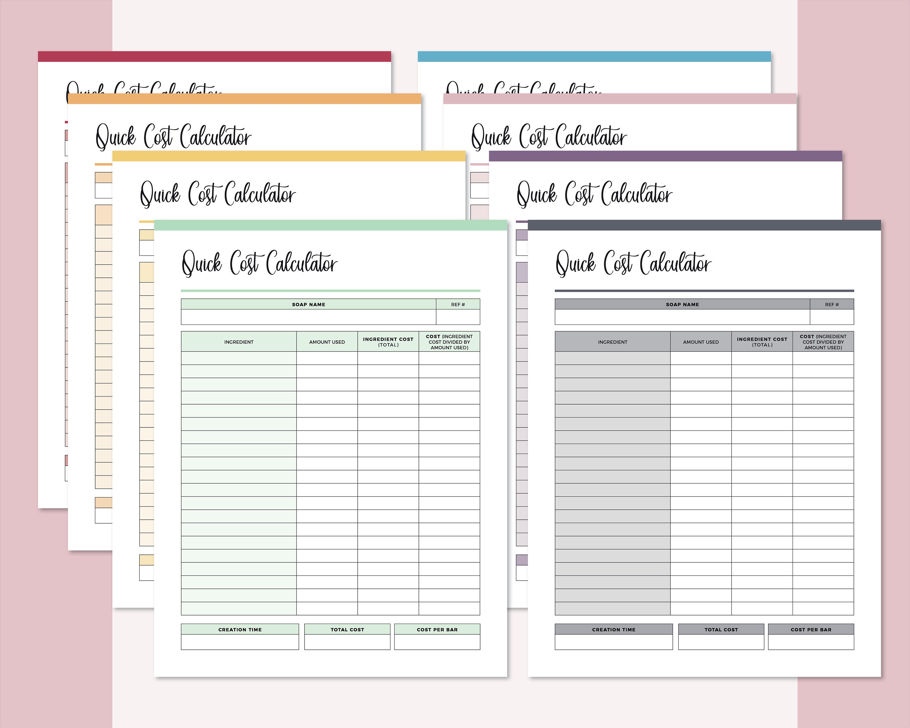Printable Soap Making Cost Calculator Soap Maker Soap Making Etsy
