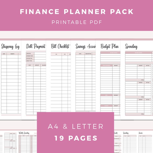 Financial Planner Printable, Budget Planner, Finance Binder, Monthly Budget Journal, Income and Expense Tracker, Money Saving Organizer,