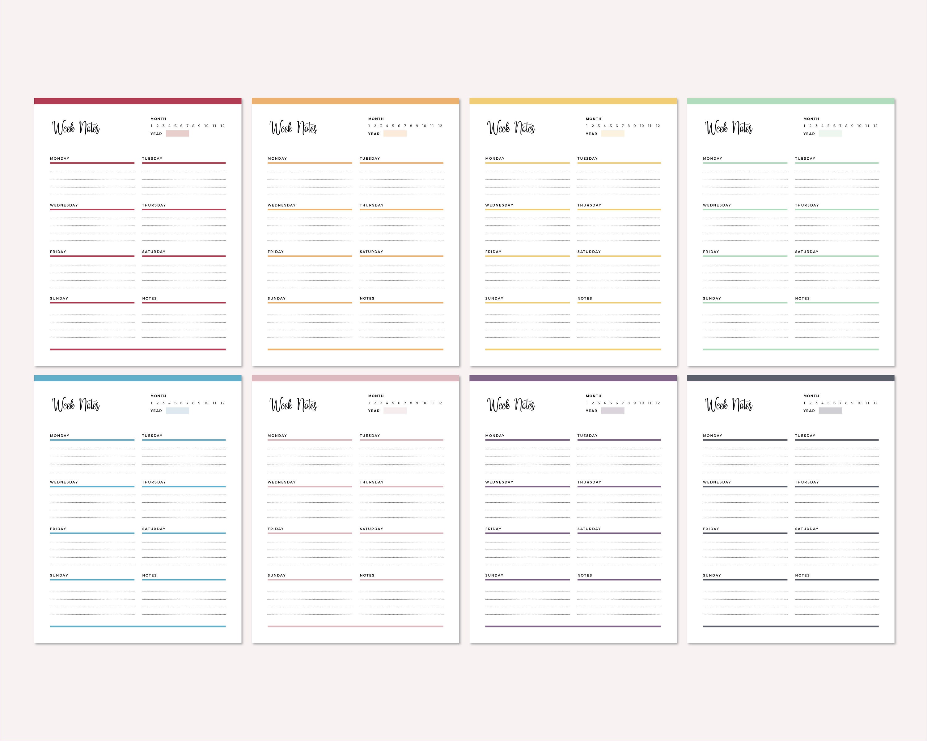 Printable Notes Pages | Print at Home Planner Pages Note Taking Pack ...