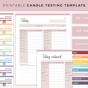 Candle Making Testing Sheet Printable, Candle Burn Test, Candle Making Kit, Candle burning test sheet, Candle maker supplies, A4 and Letter