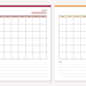 Blank Calendar Printable, Print at Home Blank Calendar, Minimalist ...