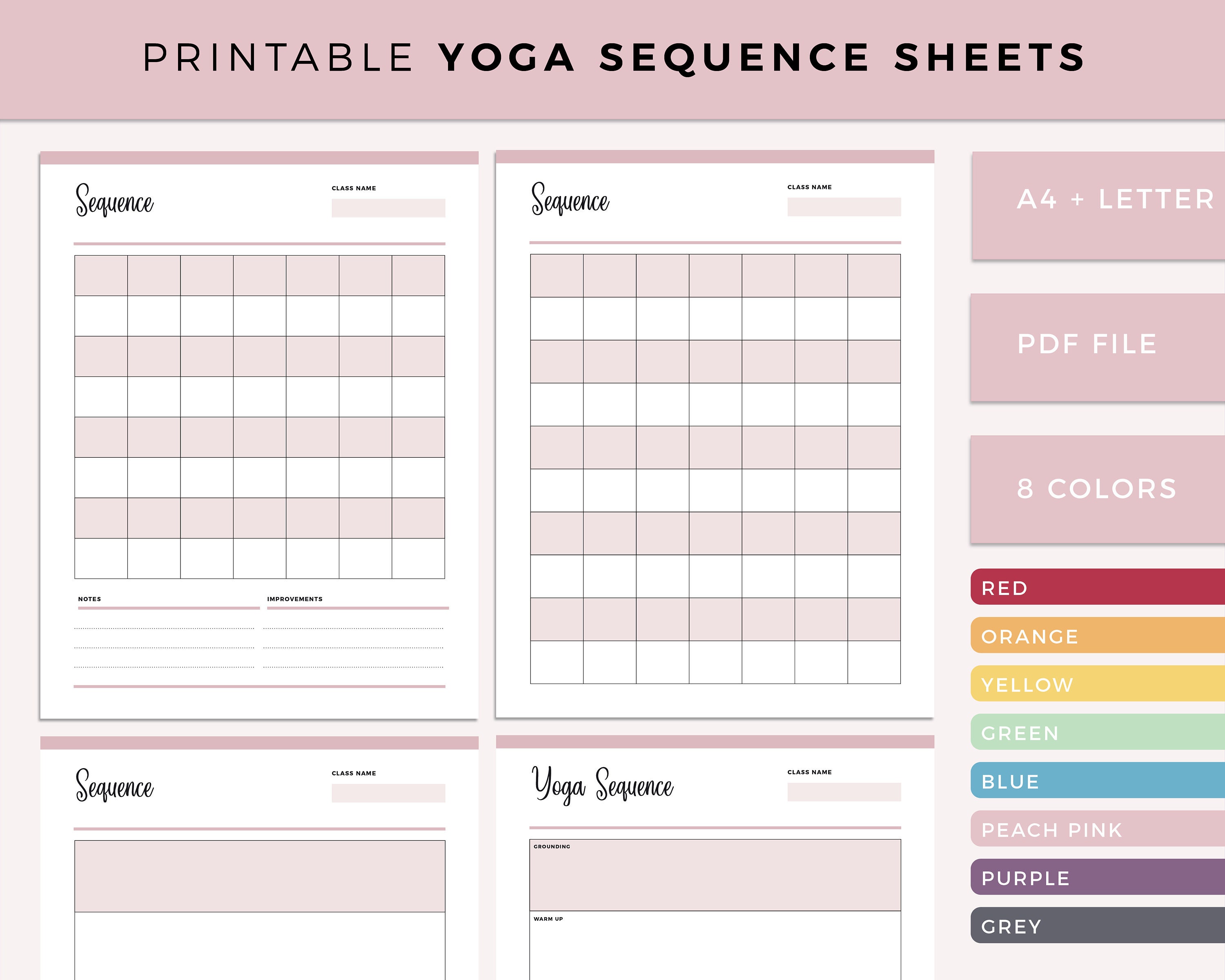 Printable Yoga Sequencing Planner, Yoga Sequence Pages, Yoga Sequence  Template, Yoga Class Plan, Yoga Teacher Planner, US Letter and A4 -   Canada