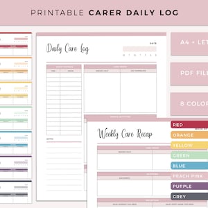 Printable Daily Care Log, Journal For Special Needs Carers, Elderly Carers and Parents, Caregiving Daily Tasks, Care Giver Tracker