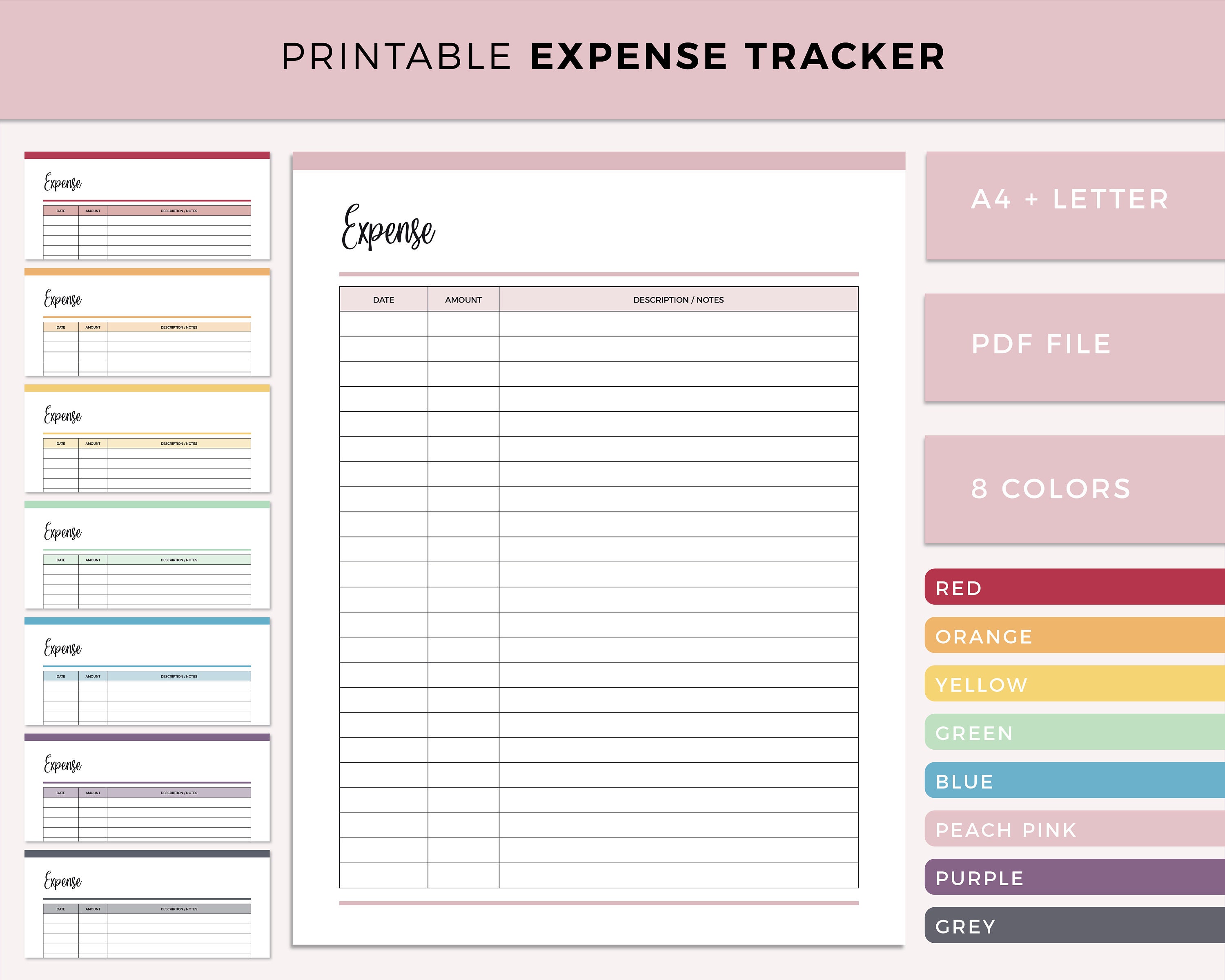 Printable Expense Sheet Spending Tracker Expense Tracking - Etsy Australia