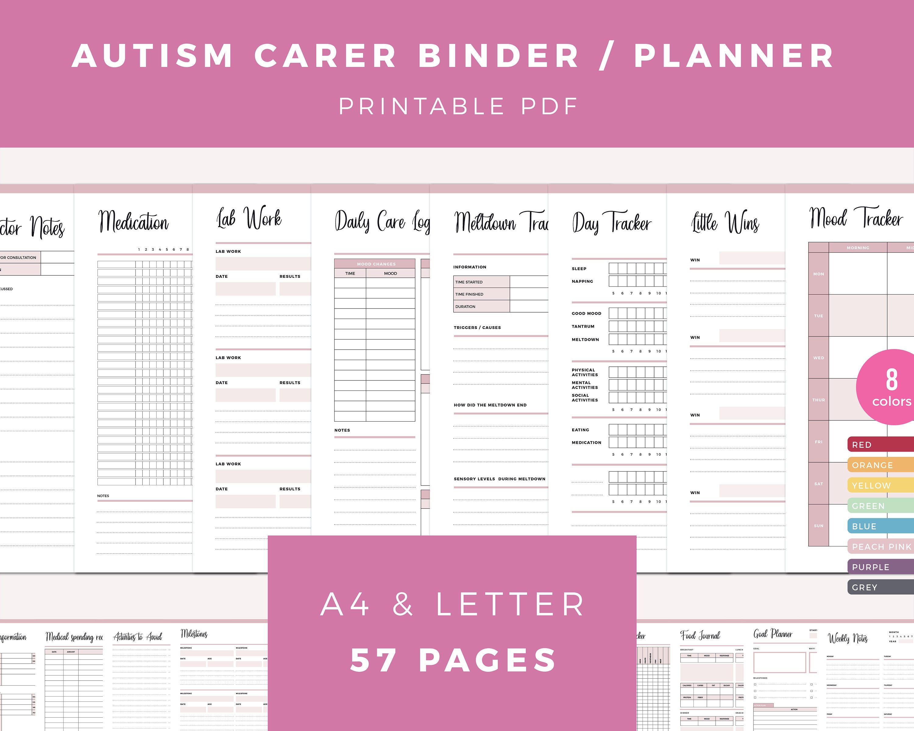 Autism Carer Binder Printable Autistic Child Planner | Etsy Australia