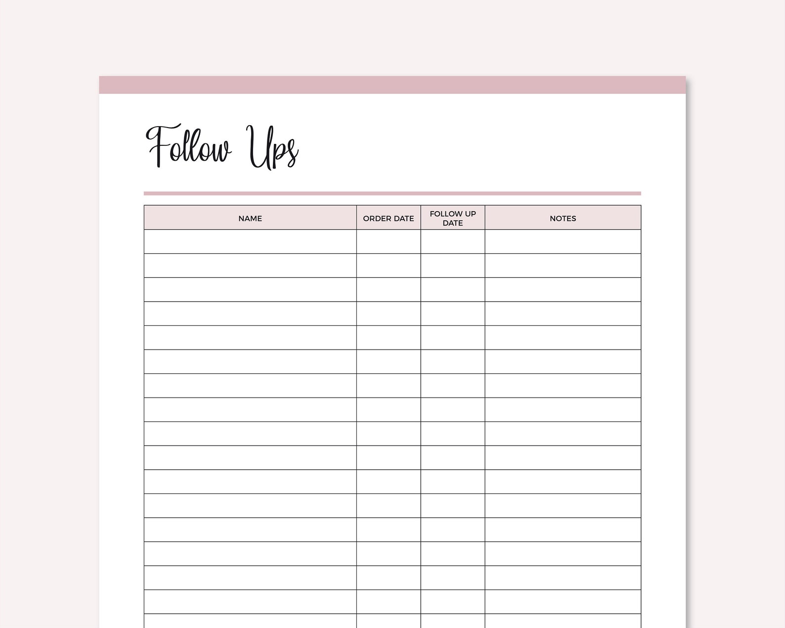 Printable Follow Up Sheet Business Follow Ups Small Business Etsy