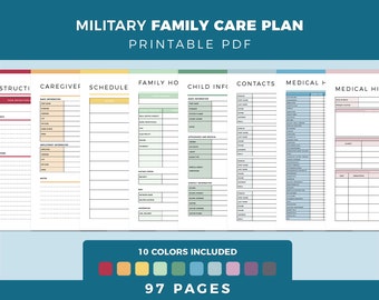 Printable Military Family Care Plan, Army Family Care Plan PDF, Dual Military Care Planner, Family Care Binder, Air Force Family Care Plan