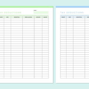 Editable Tax Deduction Tracker Printable - Etsy