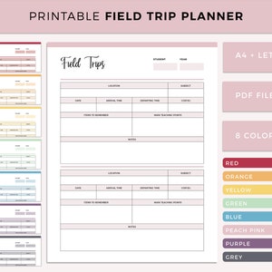 Homeschool Field Trip Planner Printable - Home school Excursion Planner - Outing Plan PDF