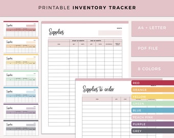 Printable Inventory tracker, inventory sheet,  Craft Business Supplies tracker, Inventory Management, Supply Order Form, Product Inventory