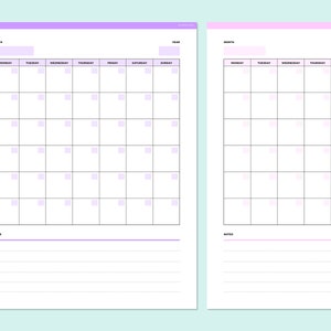 Editable Blank Calendar Template Printable, Calendar PDF, Monthly ...