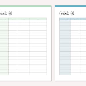 Contact List Printable, Print at Home Address Book Insert, Simple A4 ...