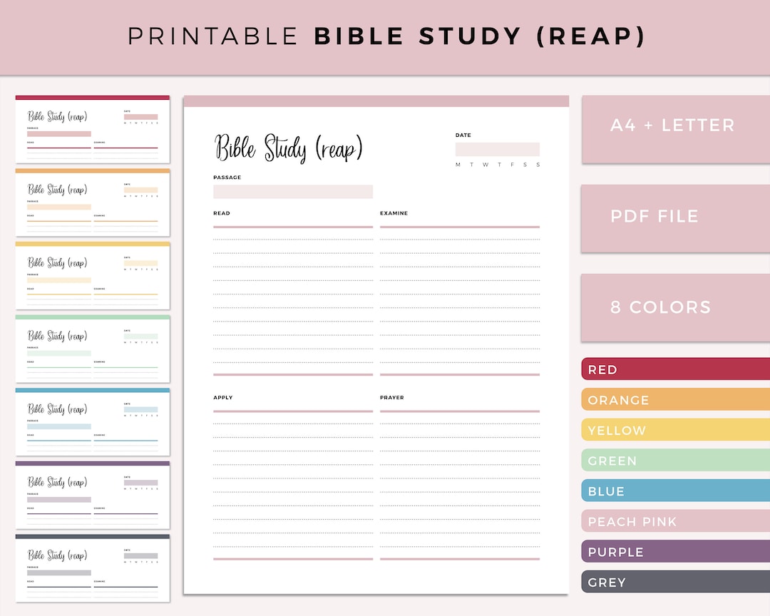 Printable Bible Study Template, REAP Method, A4 and Letter (PDF) - Etsy