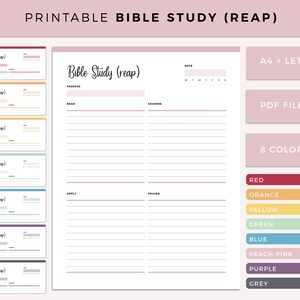 Bible Study Template Printable, REAP Method Worksheet, Christian Devotional Journal Page, Scripture Study Planner, A4 US Letter PDF