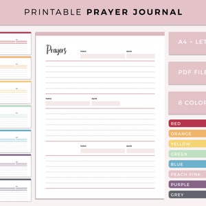 Printable Prayer Journal, Faith Planner, Prayer Tracker, Praying Log, Daily Devotional, Prayer List, A4 and Letter size