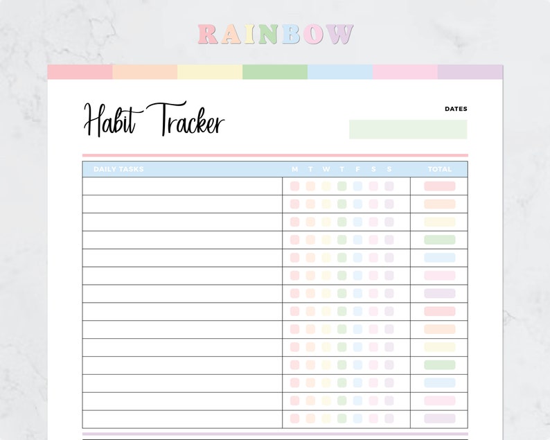 Habit Tracker Printable | Daily Task Checklist - Etsy