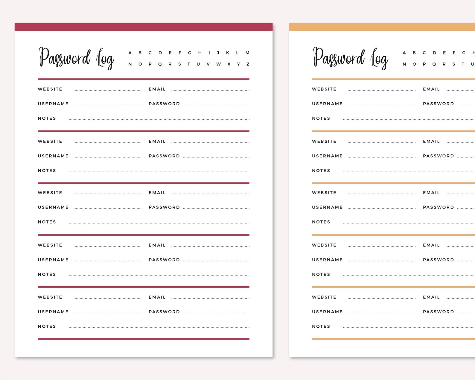 Printable Password Tracker, Password Log, Address Book Pages, Instant ...