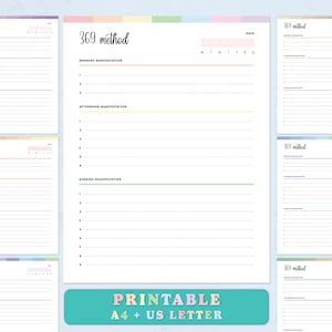 369 Method Manifestation Planner PDF Printable, Manifest Attraction Planner, Intention Setting Manifest Planner, 3 6 9 Manifestation Planner