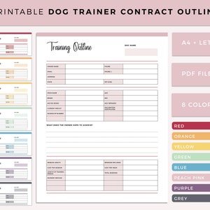 Imprimable Dog Trainer Business Contract Outline, Dog Training Service outline, Pet Care Business Contact, Ready To Print, A4 and US letter