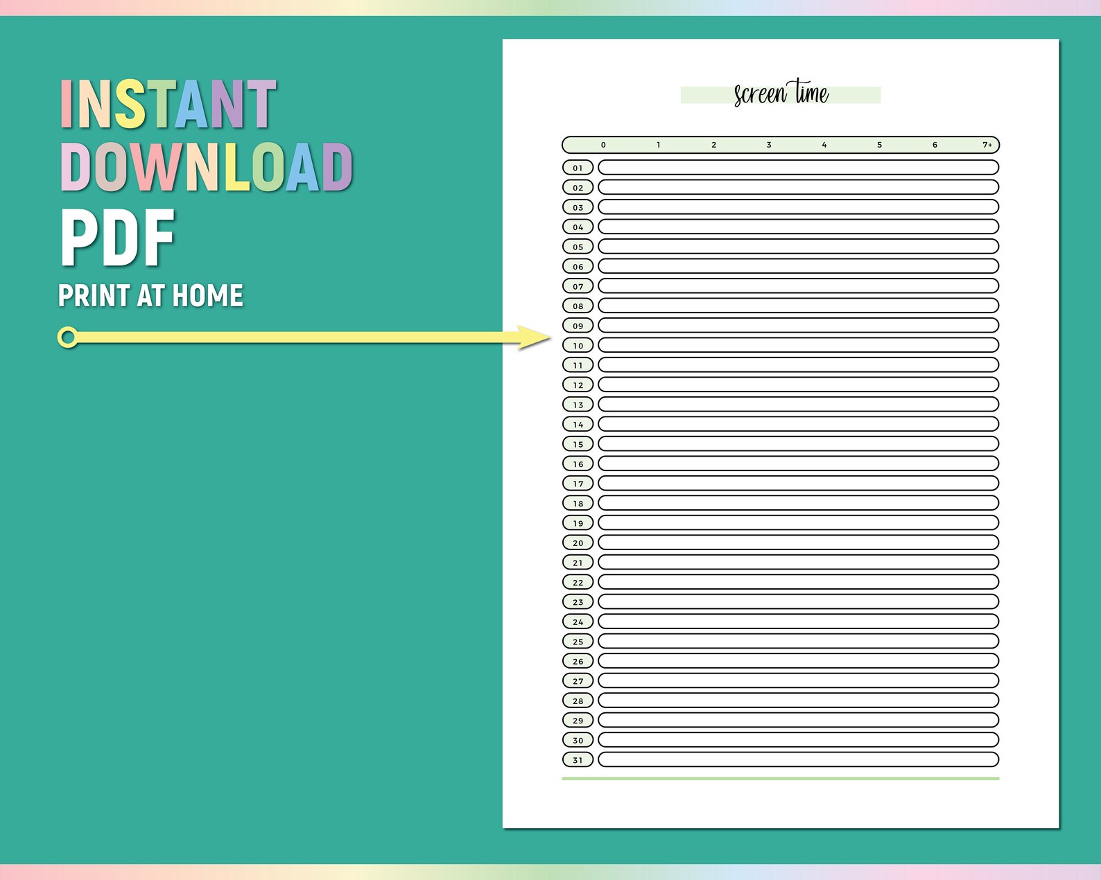A5 Monthly Screen Time Template, Printable Digital Wellbeing Tracker ...