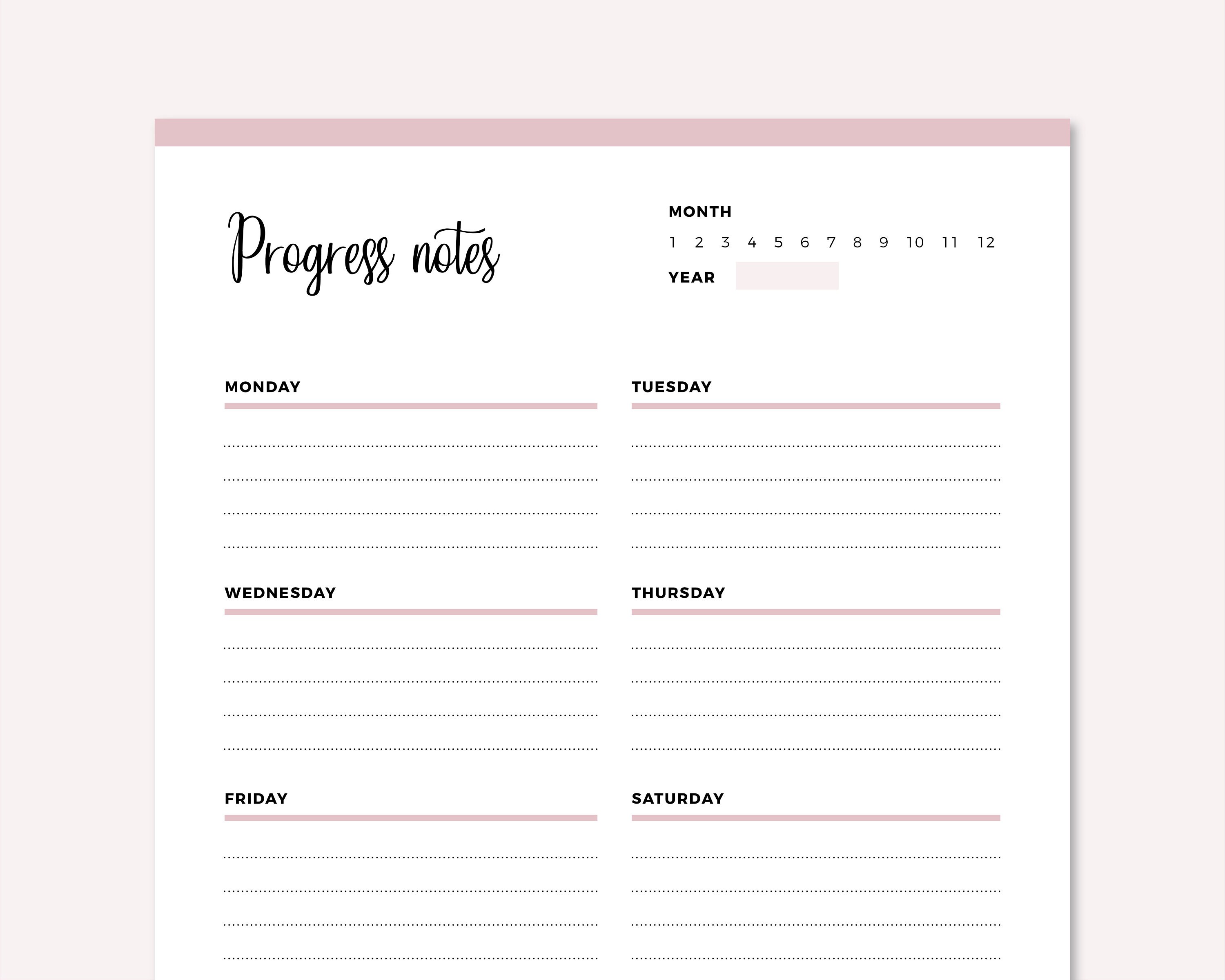 Printable Task Progress Notes, Weekly Task Tracker, Task Journal ...