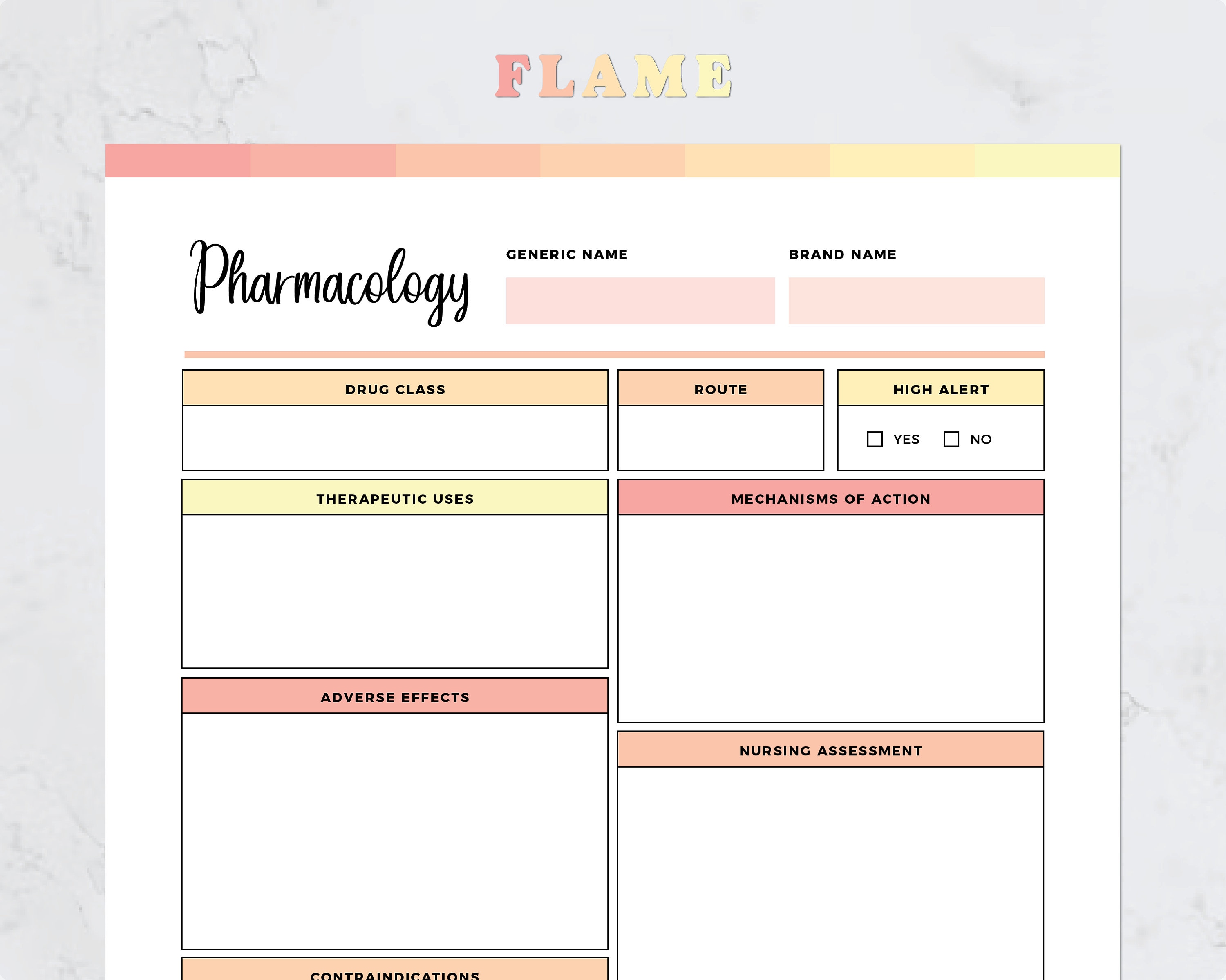 Printable Pharmacology Template for Nursing Student Student - Etsy México