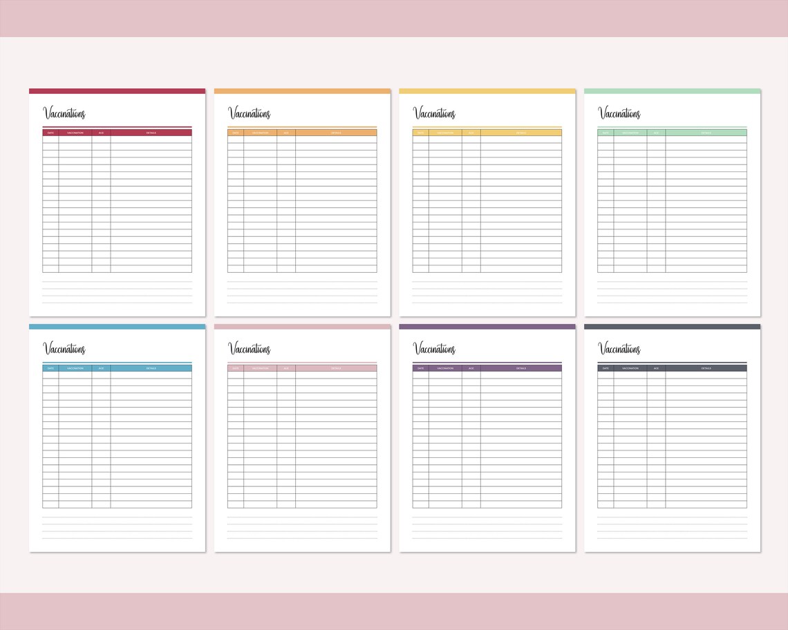Printable Pet Vaccination Record Dog Vaccination Cat | Etsy
