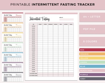 Intermittent Fasting Tracker Printable,  Fasting Tracker, Fasting Planner, Diet Planner, Weight Loss Tracker, Weightloss Planner, A4 Letter