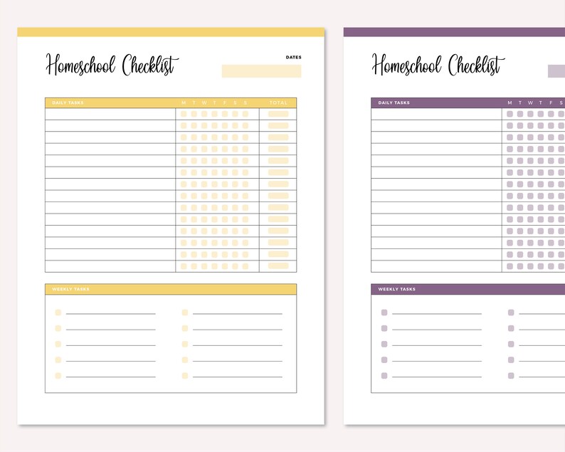 Homeschool Checklist Printable Daily Checklist for Homeschool - Etsy