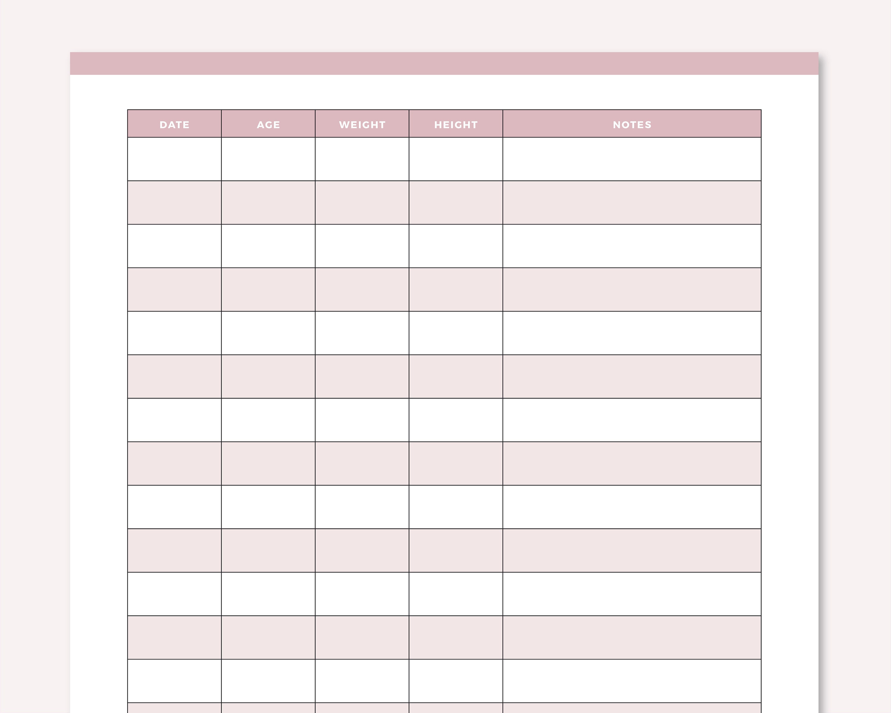 Printable Child Growth Chart Kid Size and Height Tracking | Etsy