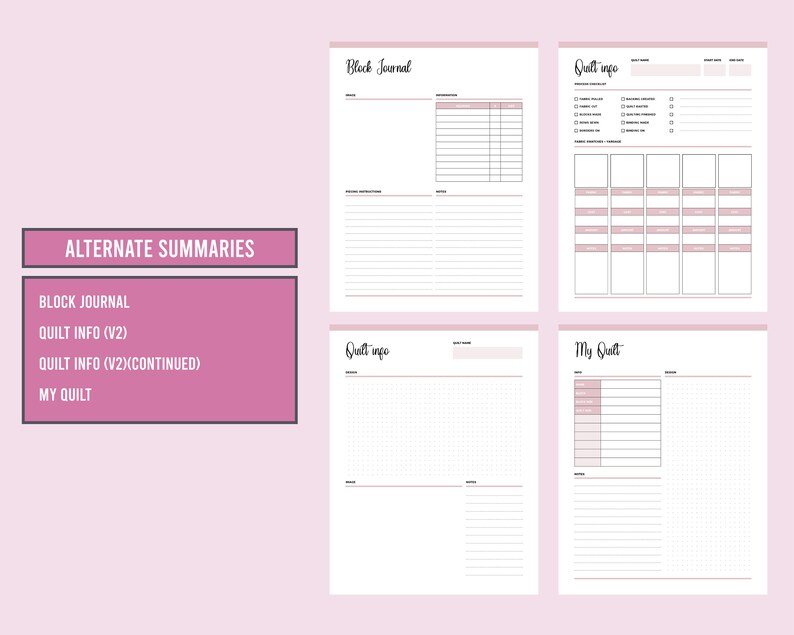 Quilting Planner