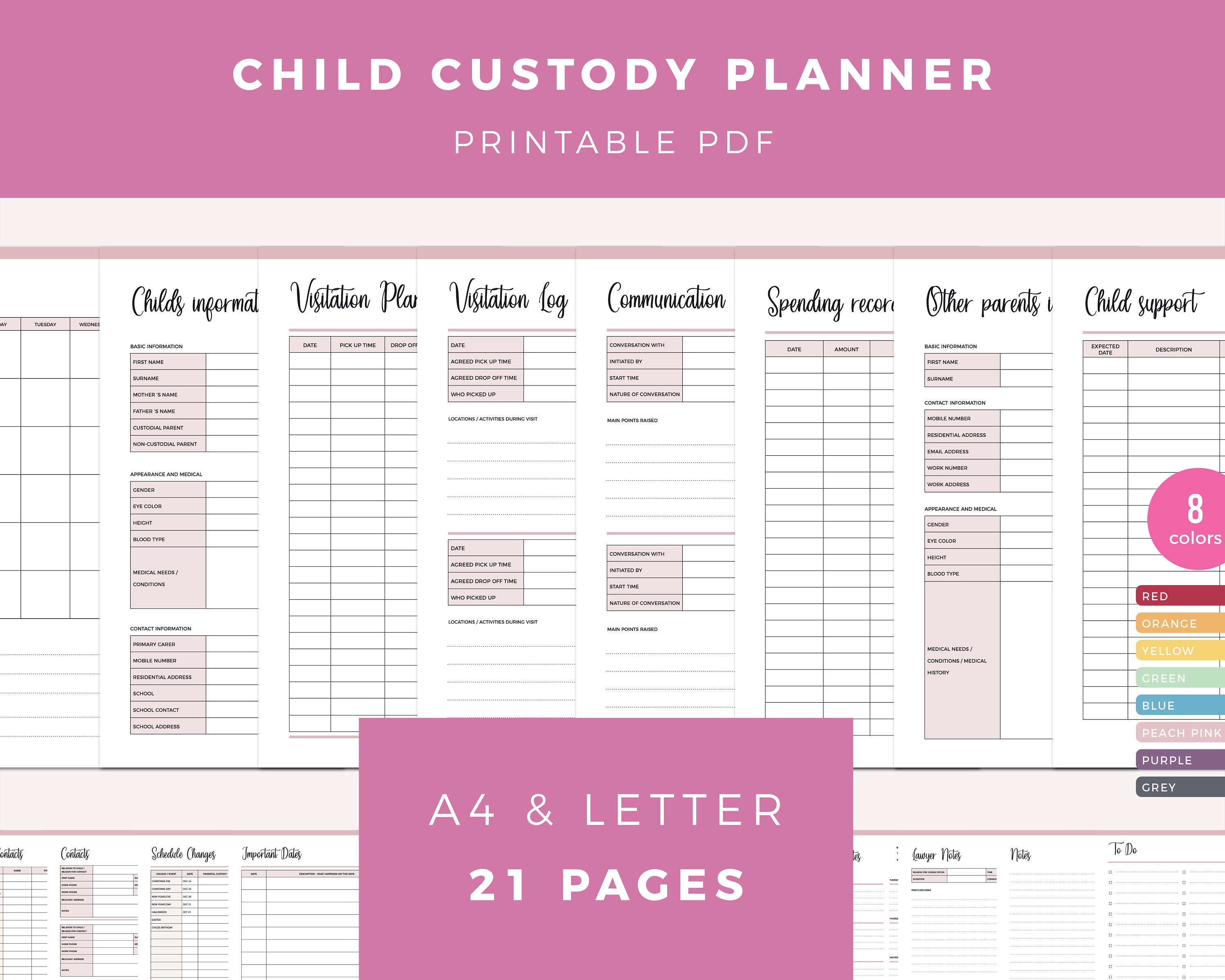 Child Custody Bider Custody Planner Printable Coparenting Etsy