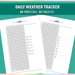 A5 Weather Tracker, Printable Meteorology Journal, Simple Weather Forecast Chart, Daily Weather Log PDF, Daily Tracker
