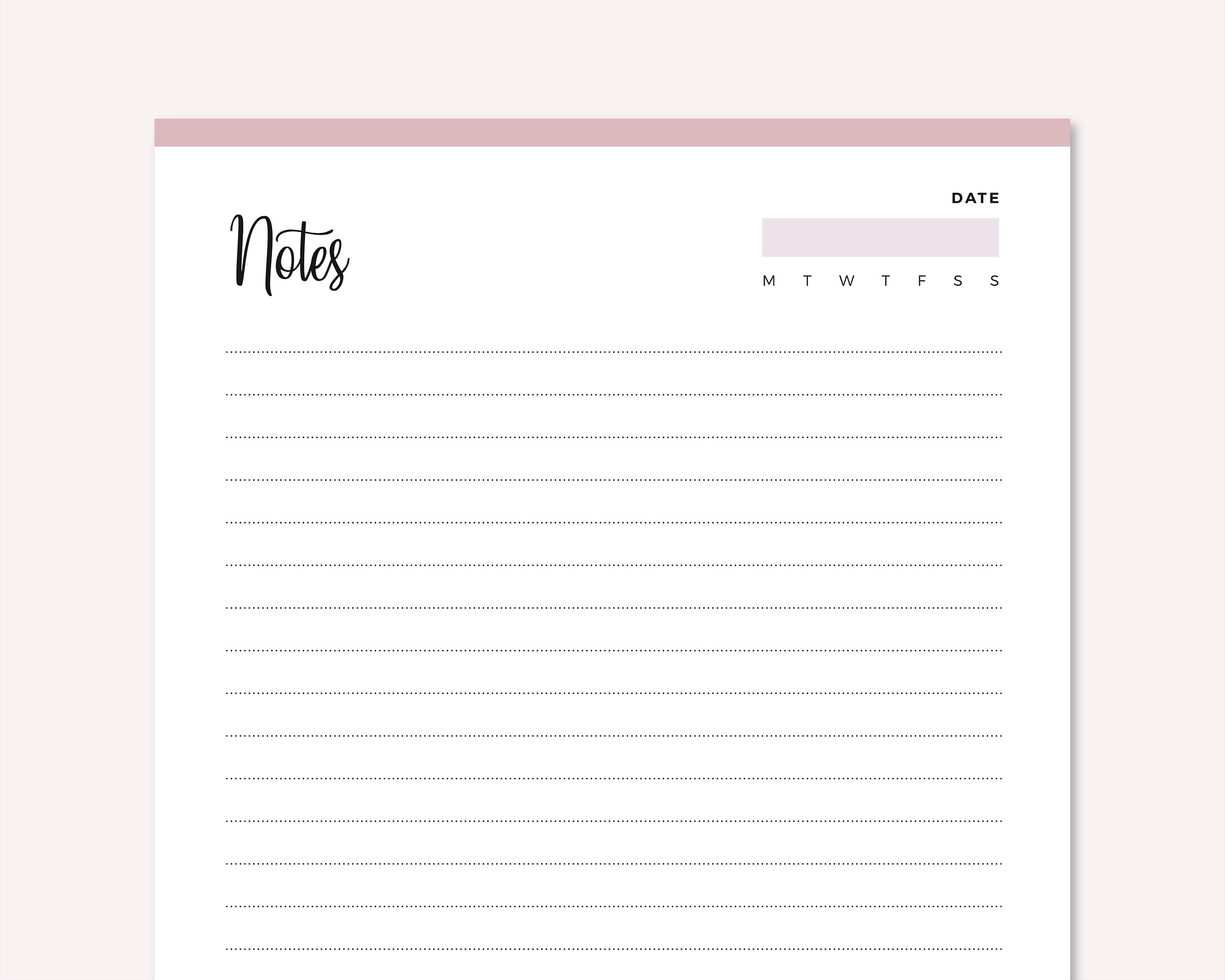 Notes Lamina Printable Lined Notes Pages, Lined Paper, Notetaking Pages Pdf, Lined ...